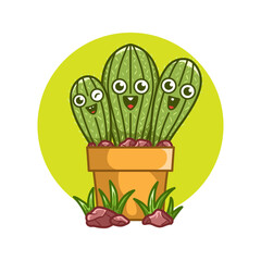 Happy cute Cactus on pot