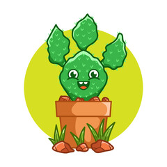 Happy cute Cactus on pot