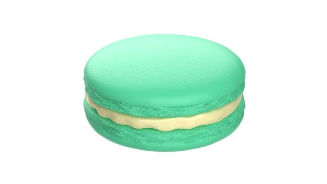 Green french macaroon filled with white chocolate cream