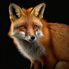 Red Fox Face Close Up Portrait - AI illustration 07