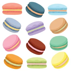 Papier Peint photo Macarons Vector illustration of colorful macaron collections on white background