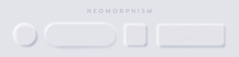 White button Neumorphism design elements vector set, Button and Element for UI Web design or Application UI Design.