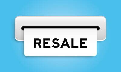 White coupon banner with word resale from machine on blue color background