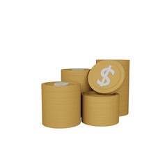 3d stack of gold coins isolate white background , 3d rendering