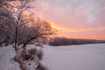 sunset in the winter