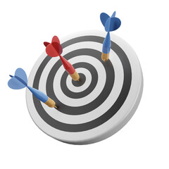 dart hitting target,Red dart hitting the target. 3D Rendering, 3D Illustration