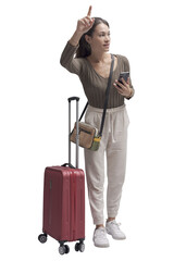PNG file no background Young traveler calling a taxi