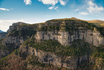 Los Miradores del Cañón de Añisclo, a high altitude route to see the canyon from a high mountain view, Ordesa National Park in the Pyrenees, Spain.