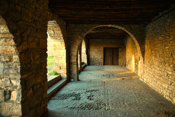 Ainsa Sobrarbe, its streets of arches, medieval village considered one of the most beautiful in Spain, Huesca Pyrenees.