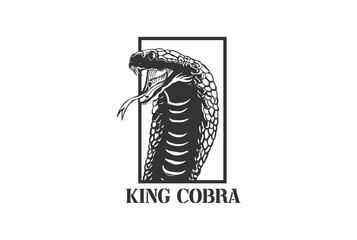 Vintage Retro Poisonous King Cobra or Black Mamba Snake Reptile Head Logo Design
