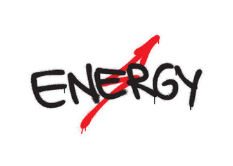 Spray graffiti word ENERGY. Red lightning symbol...The concept of strength, growth, speed and optimism.