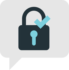 Text box with padlock and check mark illustration in minimal style