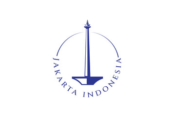 Simple Minimalist Logo of Monumen Nasional or Monas at Jakarta Indonesia