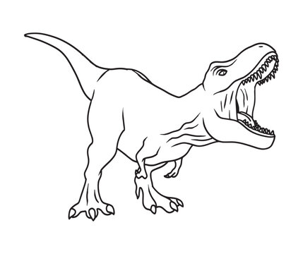 Editable vector hand drawing illustration of Tyranosaurus Rex or T-rex. kids coloring page and coloring book 