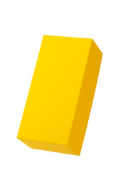 rectangular gift box made of yellow cardboard, isolate on a white background