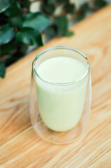 avocado smoothie or blended avocado , avocado  yogurt or avocado milk