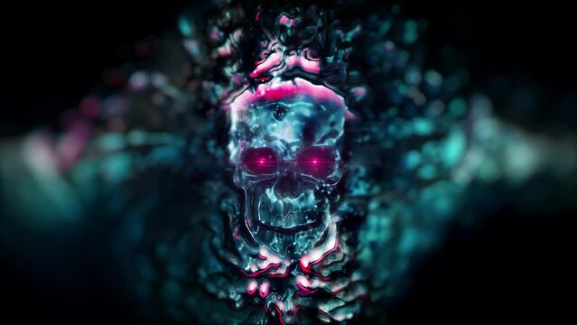 Skull Metal Liquid Cyberpunk Science Fiction Horror Glow Loop