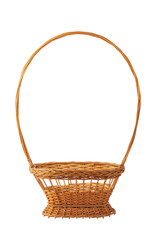 handmade bast product, basket for picking berries, isolate on a white background