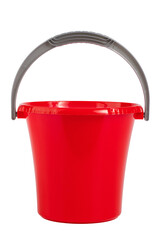 plastic color bucket with round handle, isolated © Елена Челышева