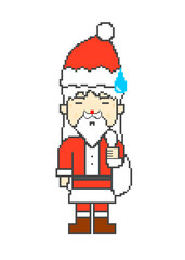 Illustration of Sweating Santa Claus in Pixel Art