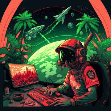 astronaut stoner gamer, gamer kid, gaming, 
