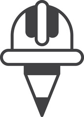 construction hat and pencil illustration in minimal style