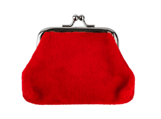 a small red purse in retro style, isolated