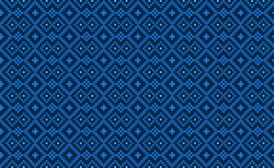 Geometric ethnic pattern, Vector embroidery oriental background, Pixel repeat Morocco style design