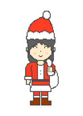Pixel art smiling Santa Claus woman
