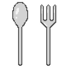 Pixel art spoons and forks