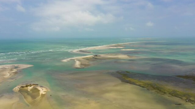 Low lying white sandy islands known as Adam's bridge. Talaimannar, Sri Lanka