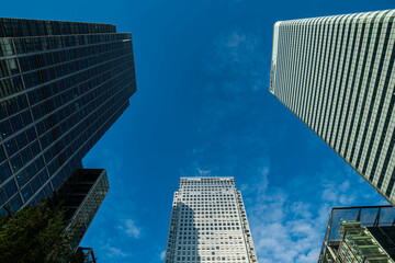London skyline, office buildings in the city financial business district. Modern architecture in the city.  Corporate building in London City, England, UK. Skyscraper Business Office. 