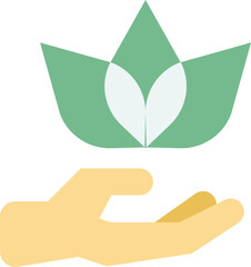 hand and leaf illustration in minimal style