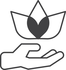 hand and leaf illustration in minimal style