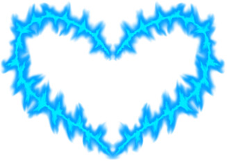 Thorny heart frame with blue flame