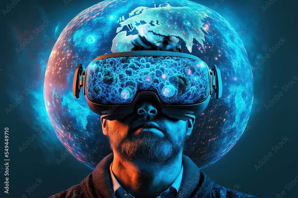 Poster virtual reality digital technology concept. futuristic modern . generative ai