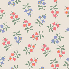Cute summer, spring, hand drawn, seamless print, conversational pattern, colorful, ditsy, random, fading doodle flowers, stems, petals, girls, women, fabric, tshirt, packaging, textile, fabric, kids