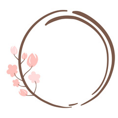 circle frame with flower hand drawn