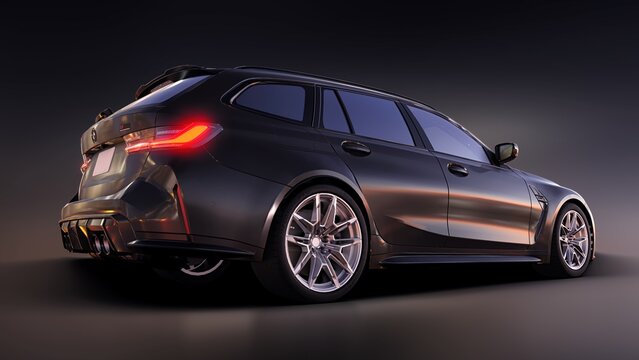 Berlin. Germany. November 16, 2022. BMW M3 Touring 2022. Sports Wagon for Family and Adventure. 3d illustration.