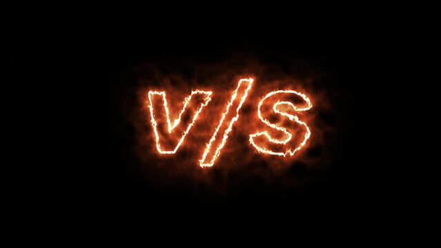 VS Versus Text Fire Effect Motion. 4K resolution, alpha channel and loop