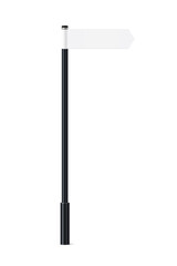 Obraz premium Bollard with empty signs, billboards pointing direction forward, 3d black pillar