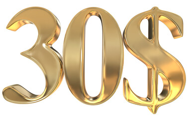 Dollar Number 3D Render