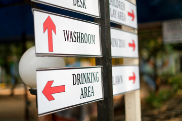 Washroom and Drink Signs  on road