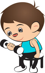 Obraz premium cartoon of lift man dumbbell