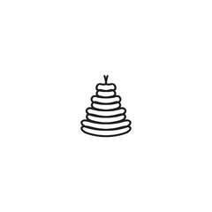 Birthday cake icon. Simple style company birthday poster background symbol. Cake brand logo design element. Birthday cake t-shirt printing. Vector for sticker.