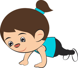 cartoon of  woman push-up