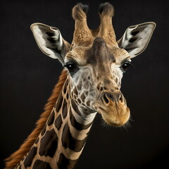 Giraffe Face Close Up Portrait - AI illustration 01
