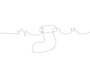 Obraz premium Continuous line sock santa. Christmas and New Year wallpaper concept. Vector illustration minimalist style single line. Hand writing doodles on a white background.