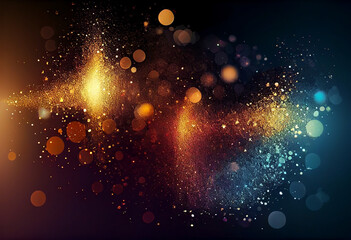 Fototapeta premium abstract gold glitter glow light shine, abstract bright effect magic glowing sparkle star red blur spark flare decoration