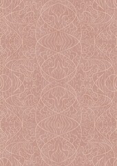 Hand-drawn abstract seamless ornament. Light semi transparent pale pink on a pale pink background. Paper texture. Digital artwork, A4. (pattern: p02-2d)